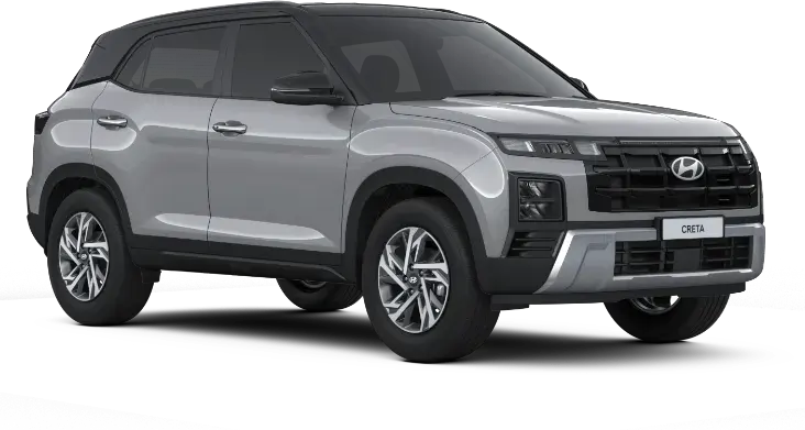 Gaya modern varian warna Magnetic Silver Metallic dengan atap hitam mewah Hyundai New Creta diler Manado