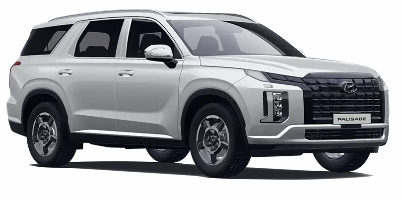 Tampilan bodi warna Creamy White Pearl yang elegan pada unit flagship Hyundai Palisade diler Manado