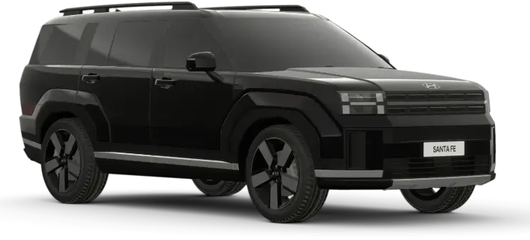 Kemewahan warna eksterior gelap mengkilap Midnight Black Pearl pada bodi luar Hyundai Santa Fe Sulawesi Utara