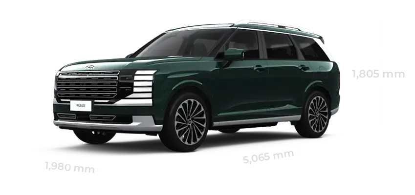 Ukuran dimensi panjang dan tinggi premium SUV Hyundai All New Palisade Hybrid di Dealer Hyundai Gowa Manado