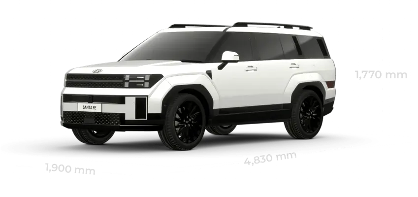 Detail spesifikasi dimensi eksterior dan ukuran bodi gagah Hyundai Santa Fe area Manado Gorontalo di Dealer Hyundai Gowa Manado