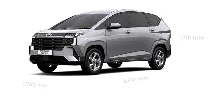 Ukuran dimensi tinggi dan panjang bodi mobil keluarga Hyundai Stargazer Cartenz di Dealer Hyundai Gowa Manado