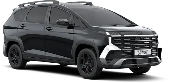 Kemewahan warna eksterior gelap Midnight Black Pearl pada bodi luar Hyundai Stargazer Cartenz X Sulawesi Utara