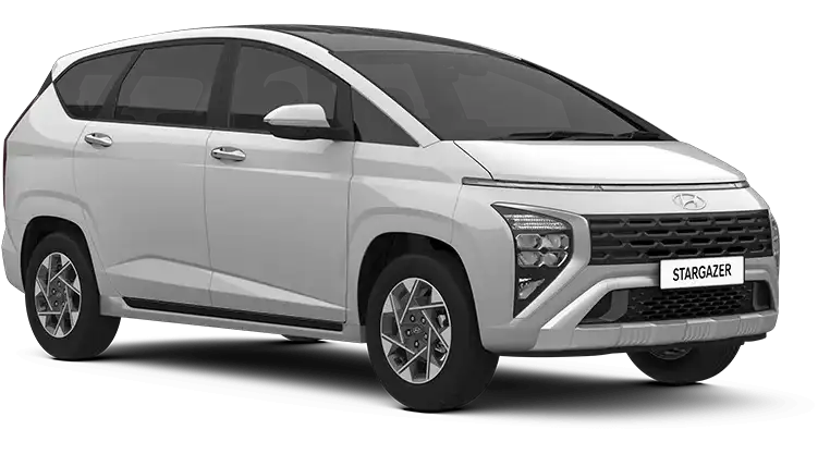 Pilihan warna two-tone Creamy White Pearl dengan atap hitam pada Hyundai Stargazer di diler Gowa Manado