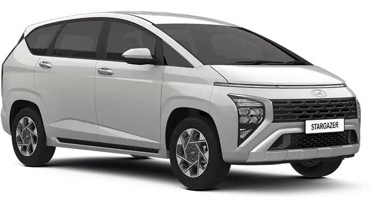 Tampilan bodi warna Creamy White Pearl yang elegan pada Hyundai Stargazer diler Manado
