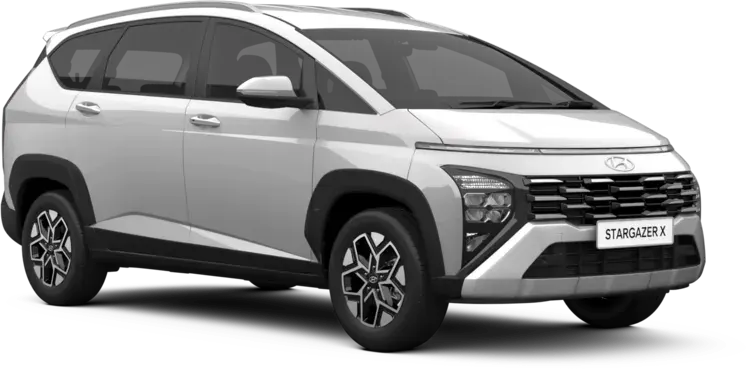 Tampilan bodi warna Creamy White Pearl yang elegan pada unit mobil Hyundai Stargazer X diler Manado