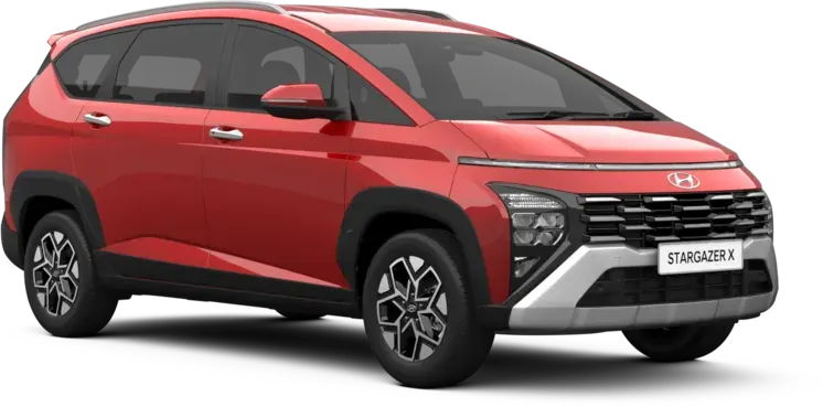 Karakter sporty pilihan warna cerah Dragon Red Pearl pada bodi luar Hyundai Stargazer X Manado