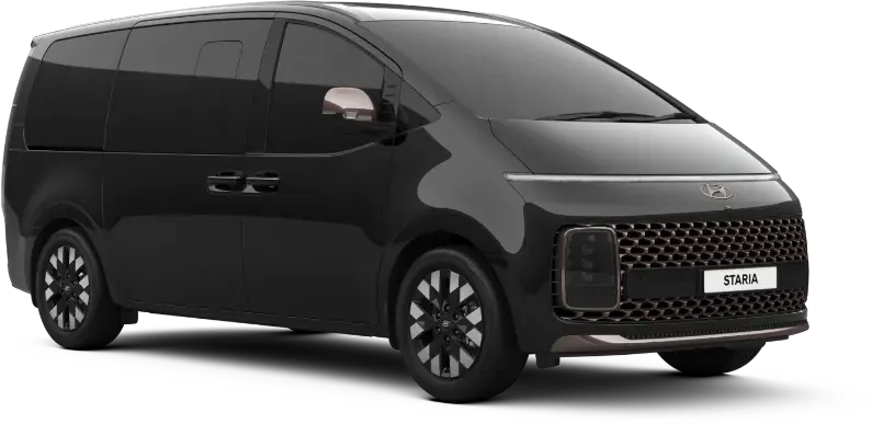 Kemewahan warna eksterior gelap solid Abyss Black Pearl pada bodi premium Hyundai Staria Manado