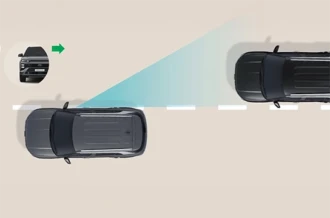 Tampilan live kamera area buta Blind Spot View Monitor BVM di kluster instrumen Hyundai New Creta Sulawesi Utara