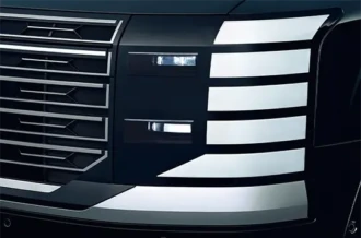 Tampilan tatapan lampu utama LED Projector Headlamps yang futuristik pada Hyundai Palisade Hybrid Sulawesi Utara