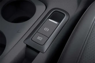 Detail tombol praktis Electronic Parking Brake EPB modern pada konsol tengah Hyundai Stargazer Cartenz Sulawesi Utara