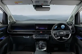 Desain ergonomis dan visibilitas luas dari Interior Dashboard depan Hyundai Stargazer Cartenz diler Manado