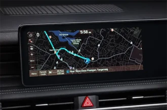 Tampilan head unit layar sentuh pintar berfitur Built in Navigation Hyundai Stargazer Cartenz X Manado