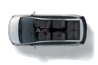 Tata letak kabin lapang denah Top View 6 Seats dengan kursi mewah Captain Seat Hyundai Stargazer X Sulawesi Utara