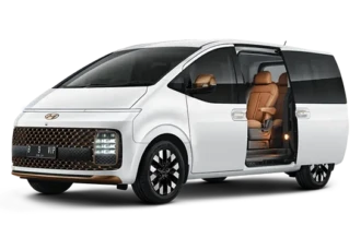 Siluet silinder ikonis berkonsep Gaya One Curve Design pada eksterior premium Hyundai Staria Sulawesi Utara