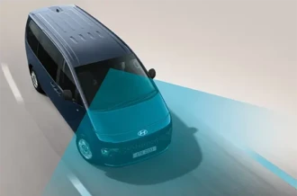 Asisten radar penjaga lajur jalan dan peringatan keluar marka Lane Keeping Assist LKA Hyundai Staria Sulawesi Utara